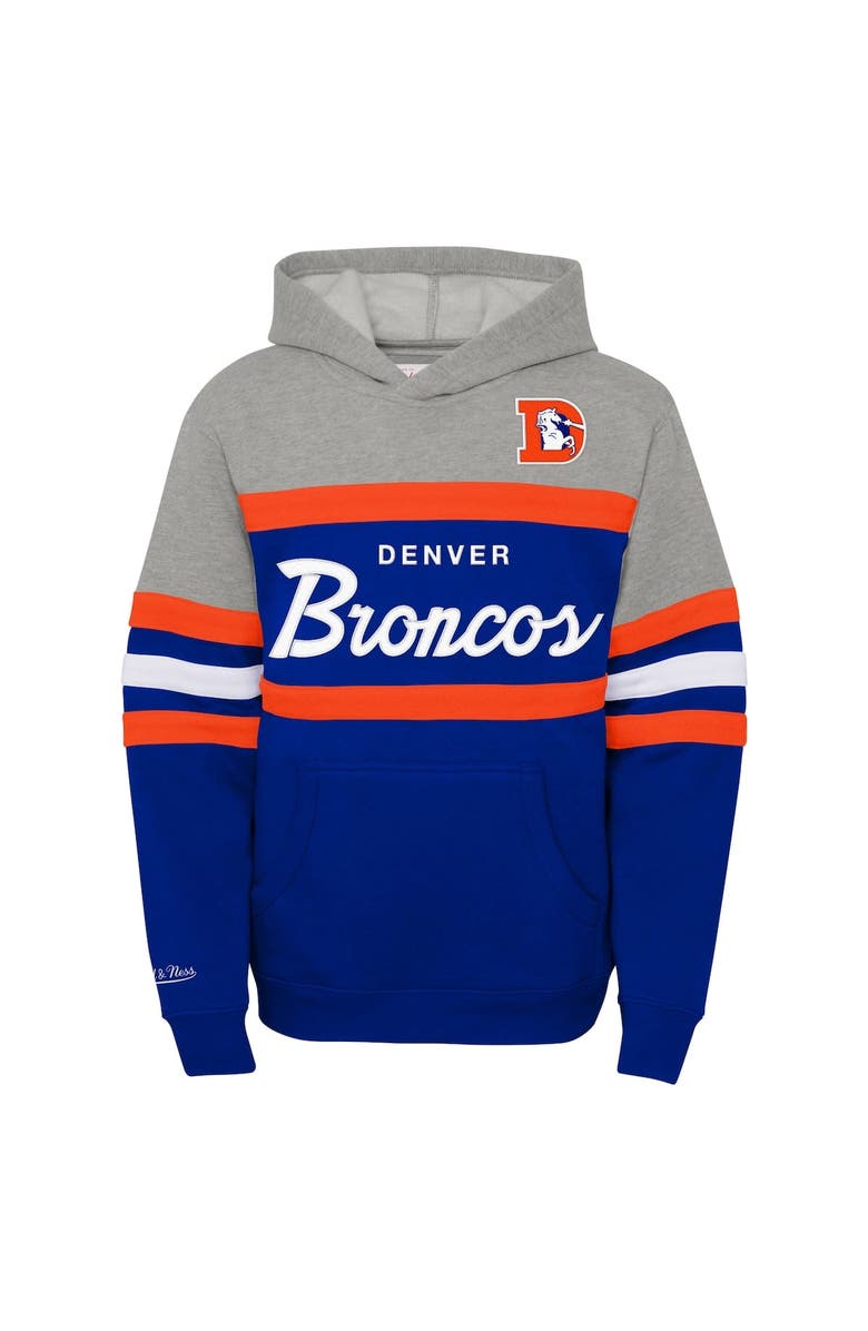 Mitchell & Ness Youth Mitchell & Ness  Royal Denver Broncos Throwback Head Coach Pullover Hoodie, Alternate, color, 