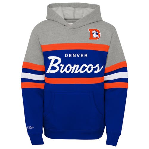 Mitchell & Ness Youth Royal Denver Broncos Throwback Head Coach Pullover Hoodie In Blue