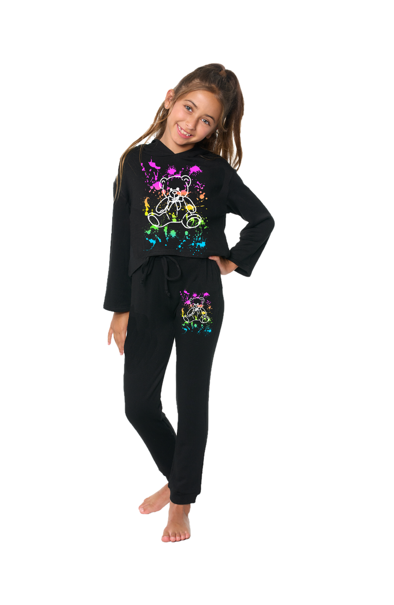 Malibu Sugar Crop sweatshirt with screen - Little kid, Alternate, color, Black Paint