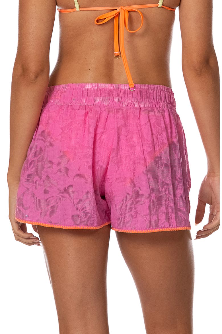 Fuchsia Flower Ryto Cover-Up Shorts, Alternate, color, DARK PINK