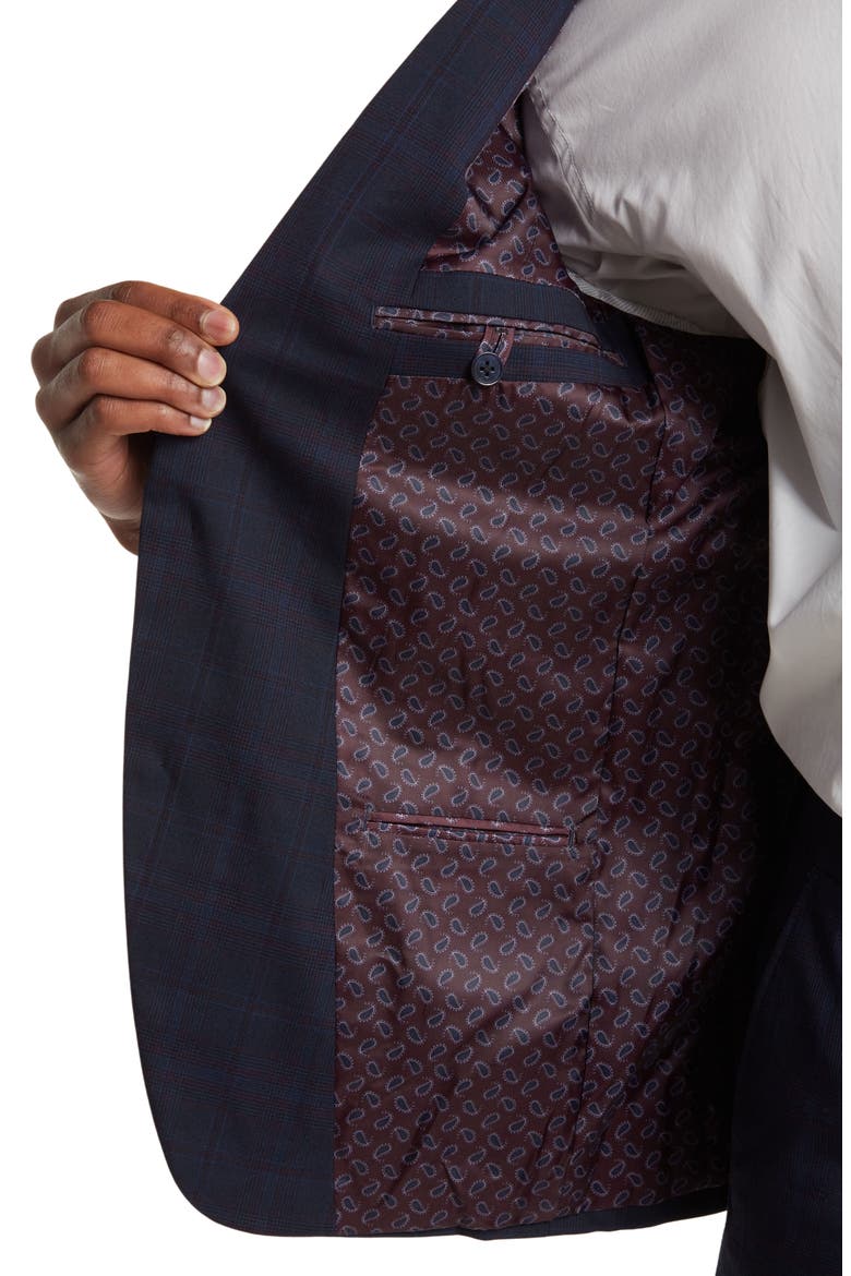 Navy Plaid Peak Lapel Suit, Alternate, color, NAVY