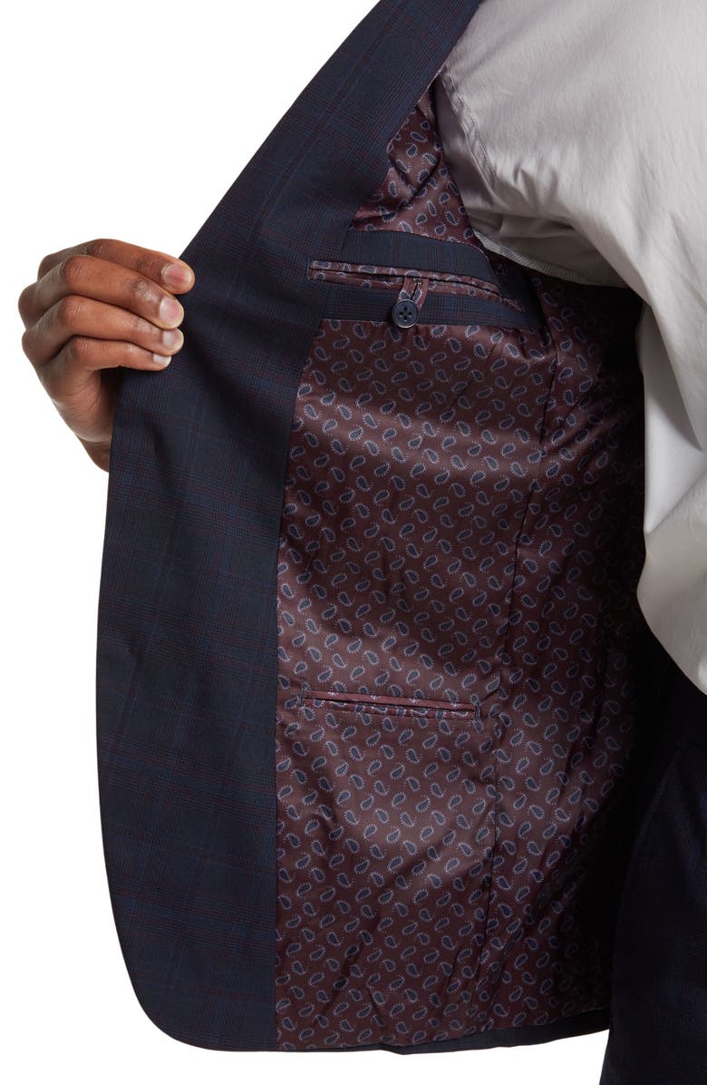 SAVILE ROW CO Navy Plaid Peak Lapel Suit, Alternate, color, Navy