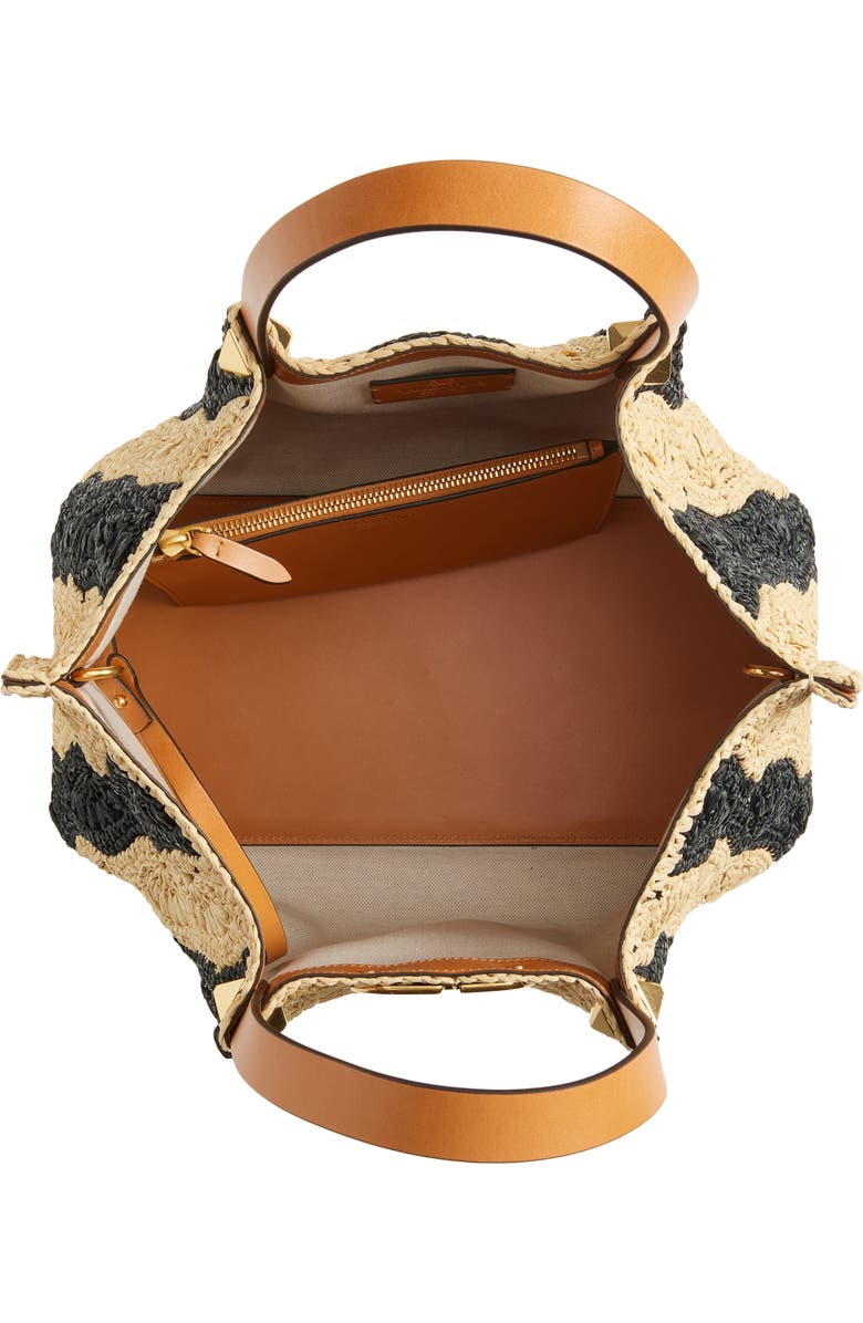 Valentino Garavani VLOGO Signature Crocheted Raffia Tote, Alternate, color, Natural/ Black