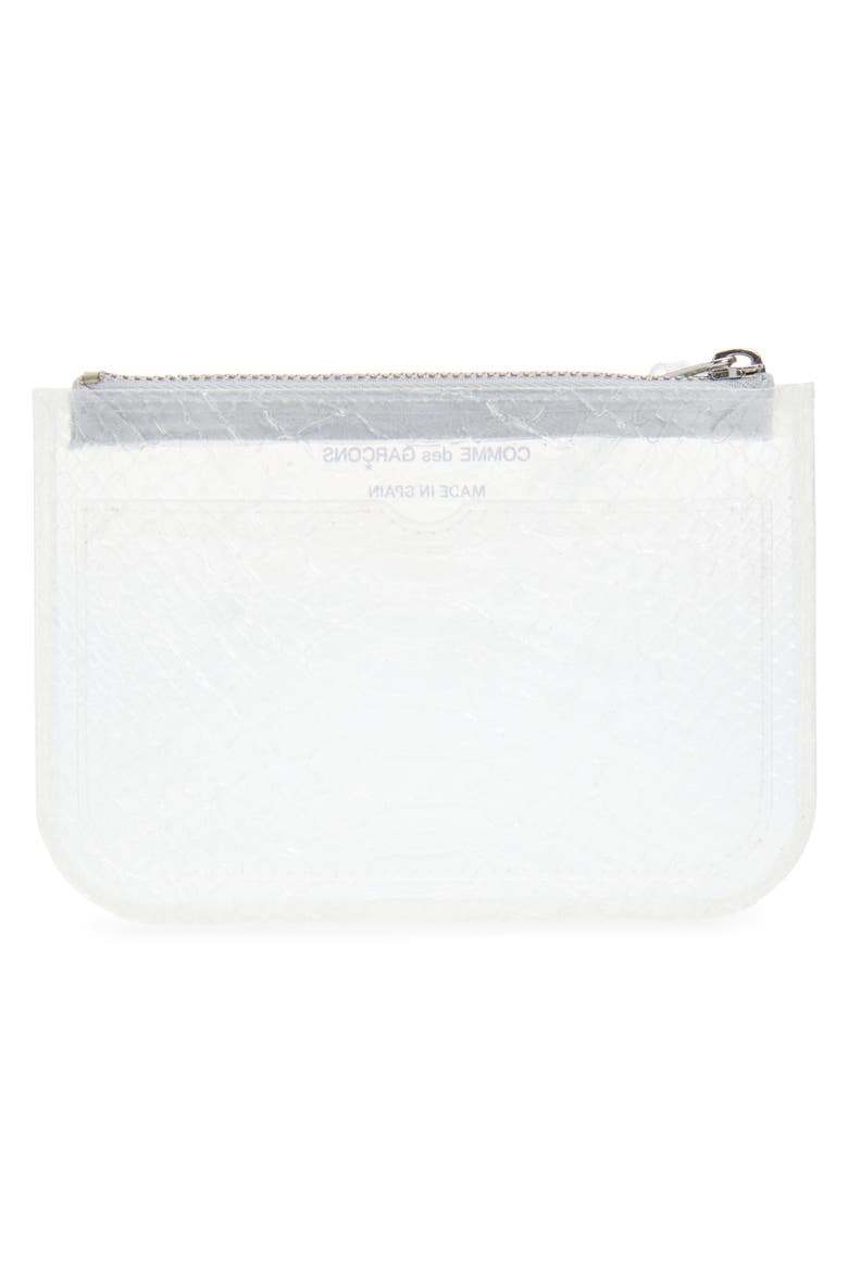 Small Snakeskin Embossed Transparent Zip Pouch, Alternate, color, TRANSPARENT