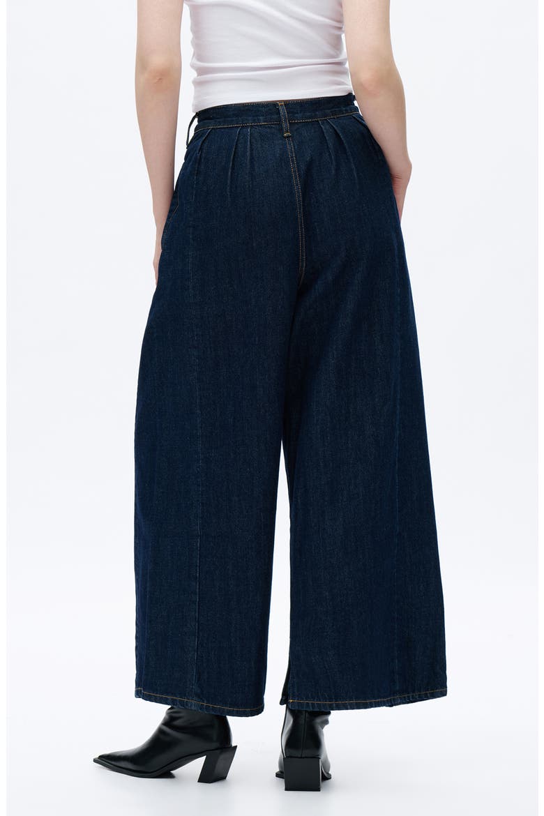 Pleated Super High Waist Ankle Wide Leg Jeans, Alternate, color, RINSE WASH