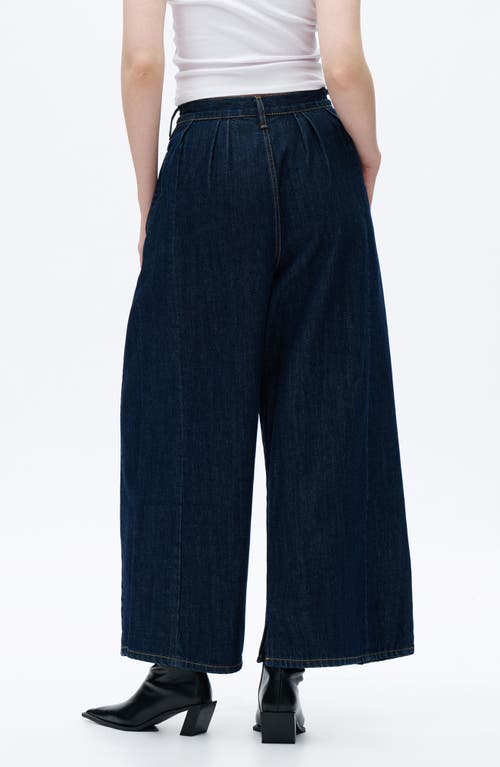 Bayeas Pleated Super High Waist Ankle Wide Leg Jeans In Blue