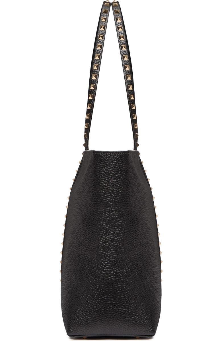 Valentino Garavani Medium Rockstud Leather Tote, Alternate, color, Black