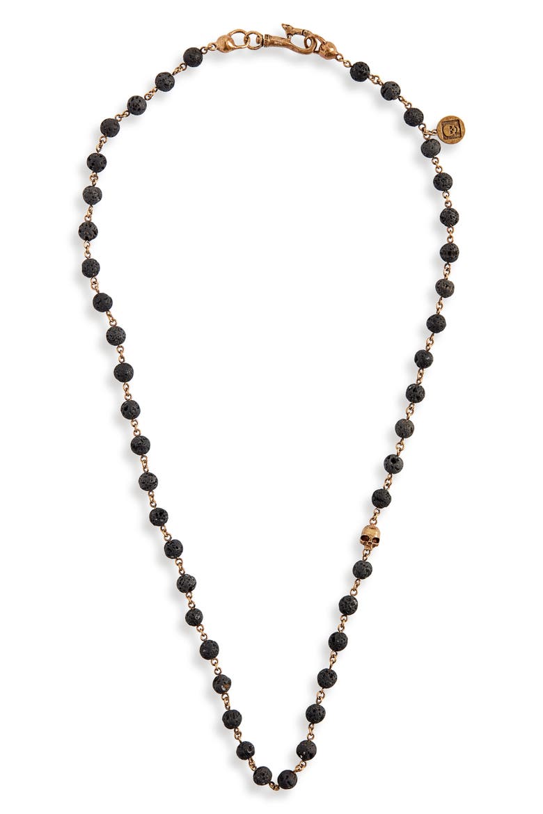 Stone Bead Necklace, Main, color, BLACK