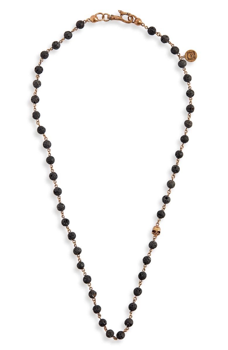 John Varvatos Stone Bead Necklace, Main, color, Black