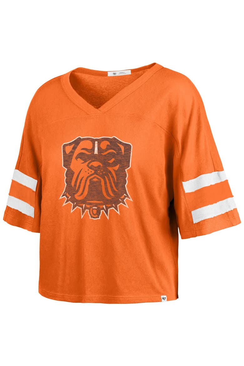Women's '47 Orange Cleveland Browns Premier Scout Cropped V-Neck T-Shirt, Alternate, color, Orange