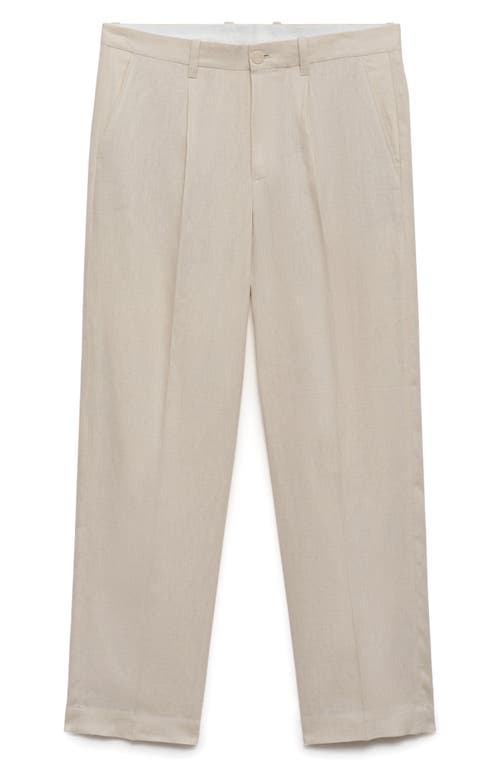 Mango Pleated Linen Pants In White