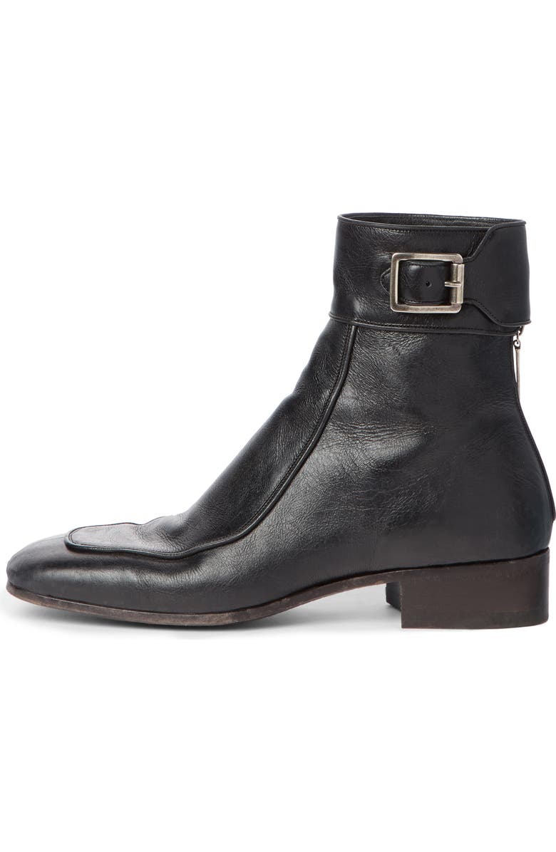 Saint Laurent Miles Buckle Cuff Boot, Alternate, color, Black Leather