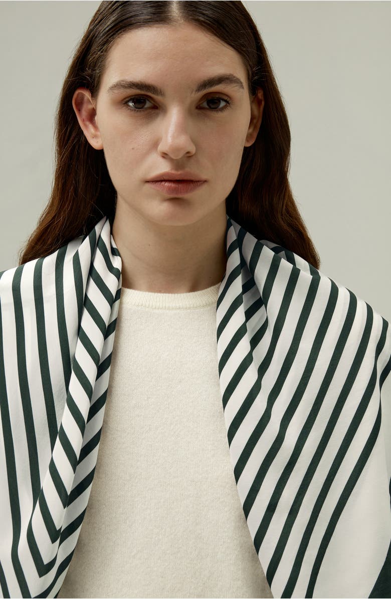 Lilysilk Mid-Century Pattern Silk Scarf, Alternate, color, Lily White