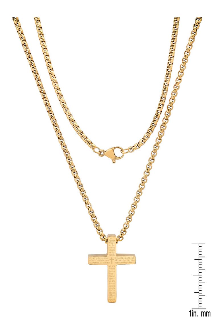 Men's Lord's Prayer Cross Pendant Necklace, Alternate, color, GOLD