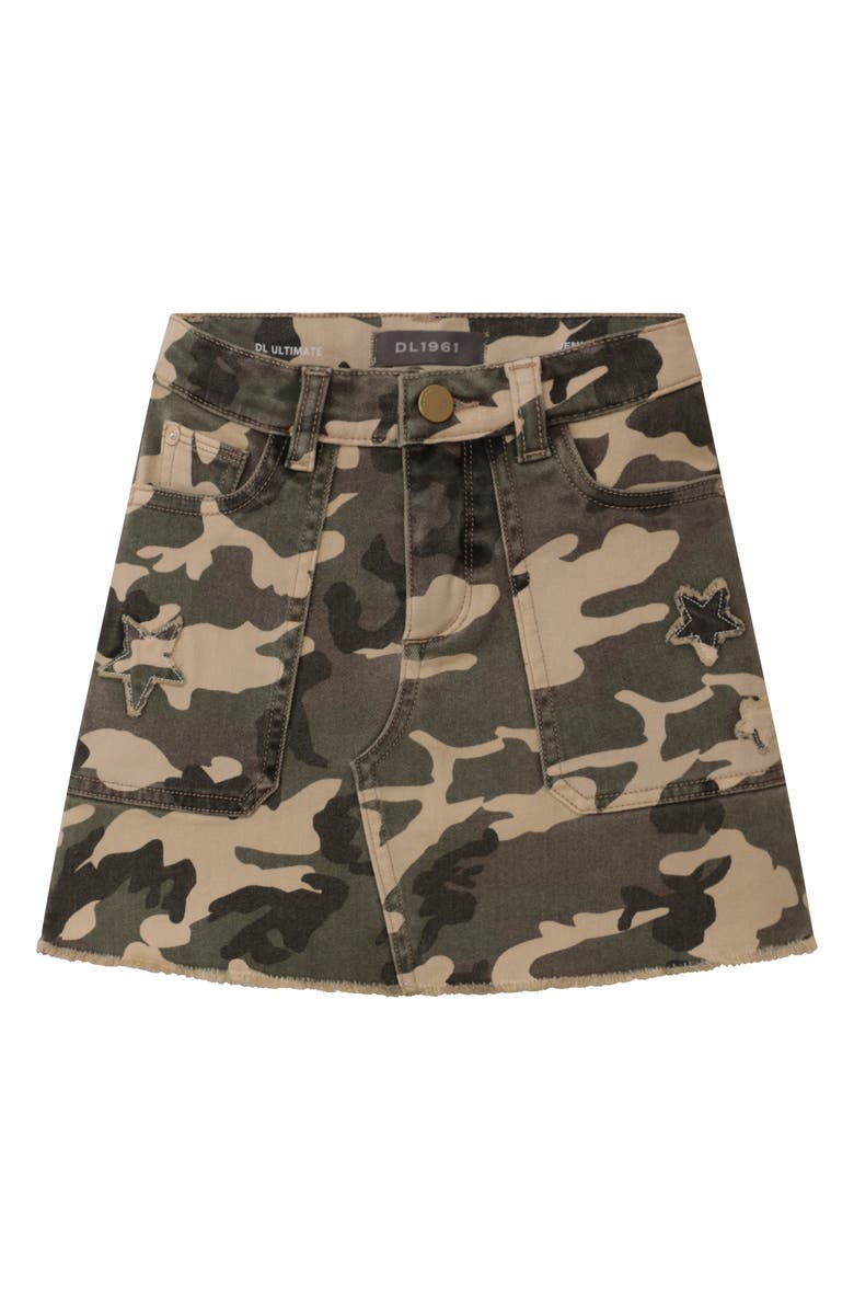DL1961 Kids' Embroidered Camo Cotton Blend Skirt, Main, color, 
