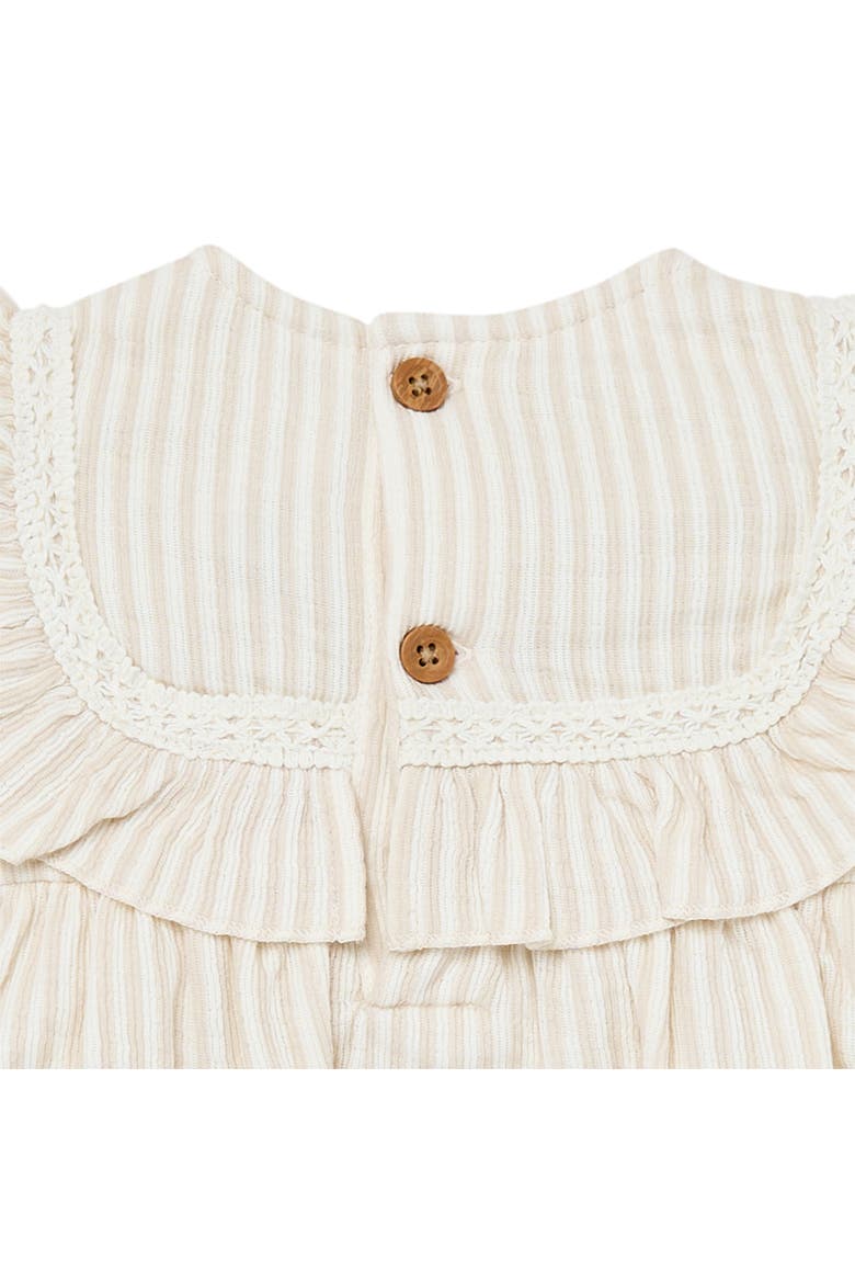Ruffle Bubble Romper, Alternate, color, Taupe Stripe
