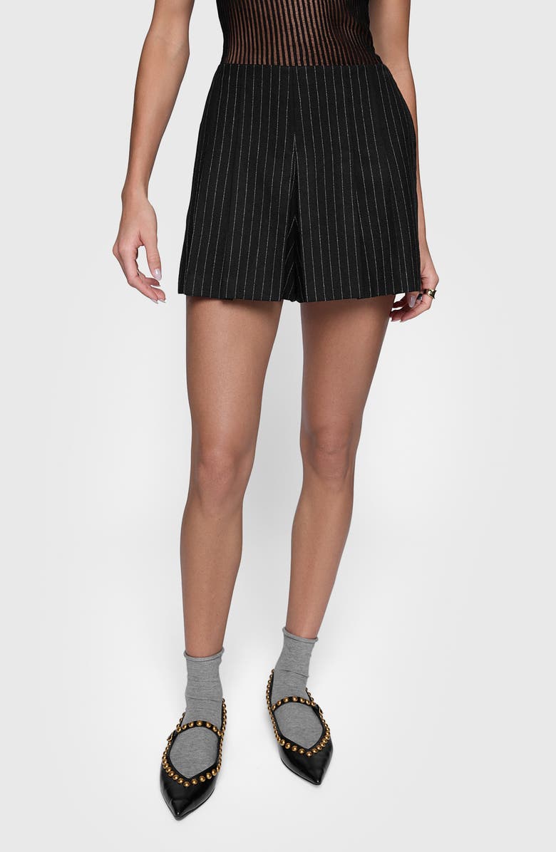 Rebecca Minkoff Zoe Pinstripe Pleated Wool Blend Skort, Main, color,