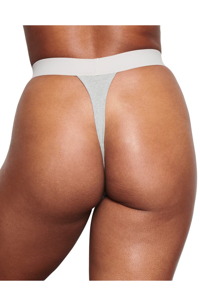 SKIMS Stretch Cotton Rib Thong, Alternate, color,