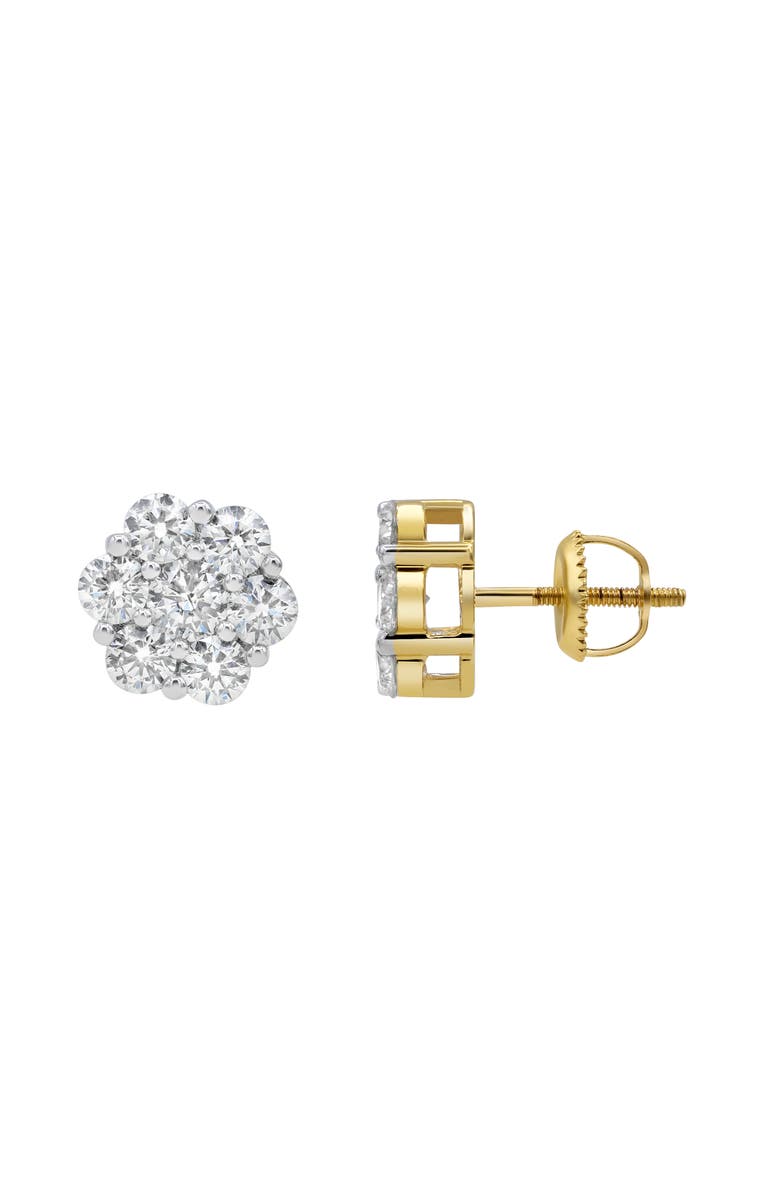 LuvMyJewelry Classic 14K Yellow Gold Diamond Cluster Earrings - 2.03ct., Alternate, color, 14K Yellow Gold