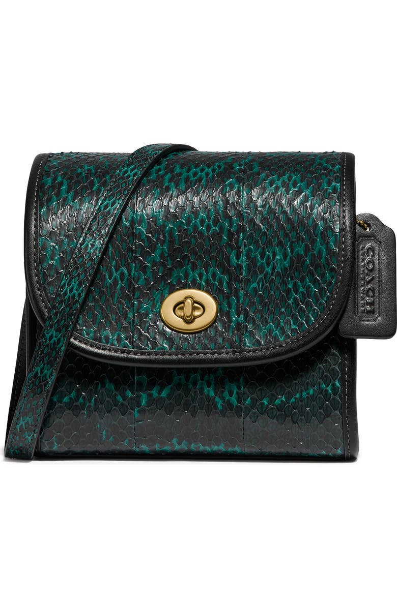 COACH Originals Genuine Snakeskin & Leather Turnlock Lunchbox Pouch, Main, color,