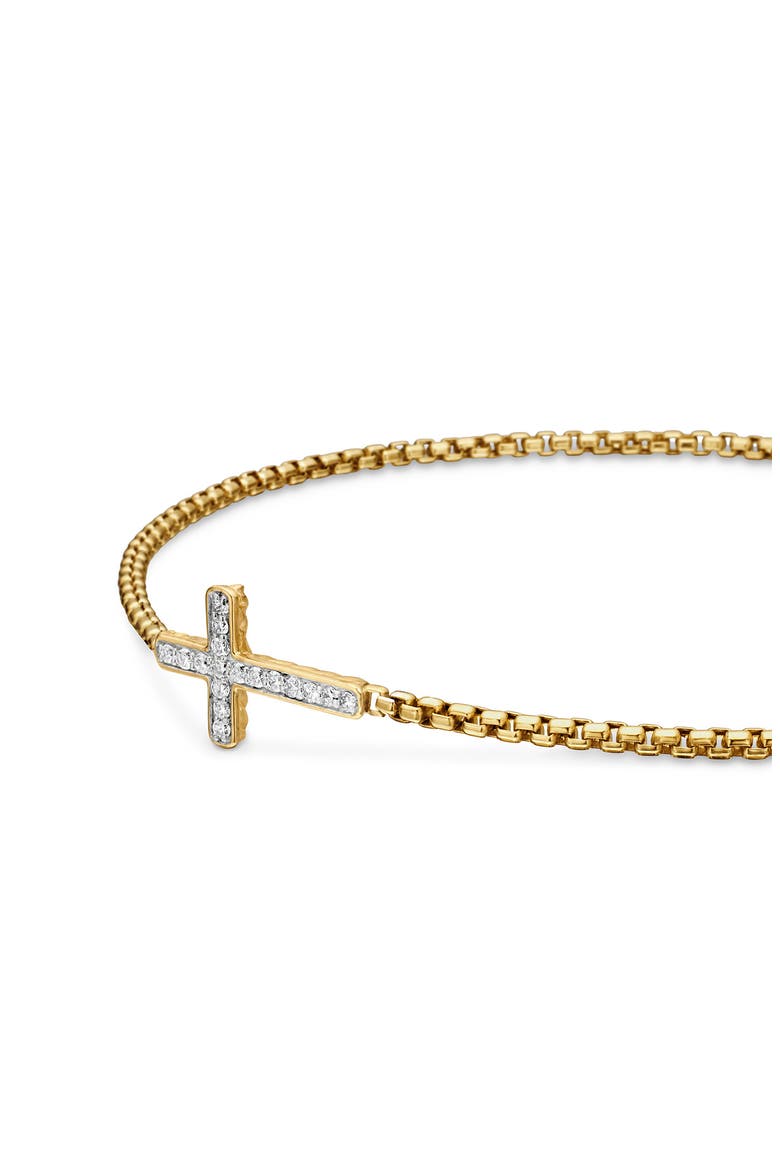 Petite Pavé Cross Bracelet with Diamonds in 18K Gold, Alternate, color, GOLD