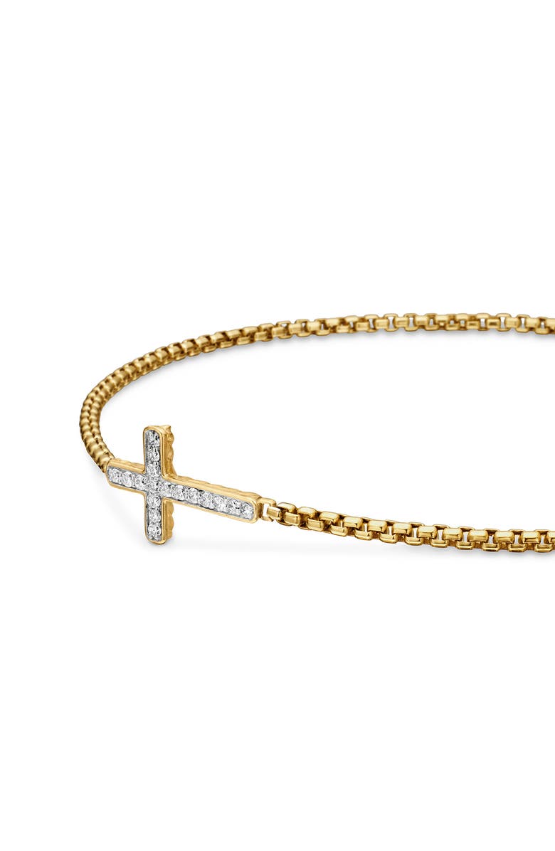 David Yurman Petite Pavé Cross Bracelet with Diamonds in 18K Gold, Alternate, color,