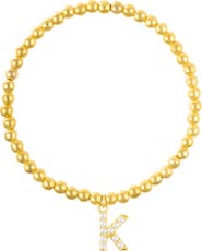 Adornia Faux Pearl Initial Charm Beaded Bracelet