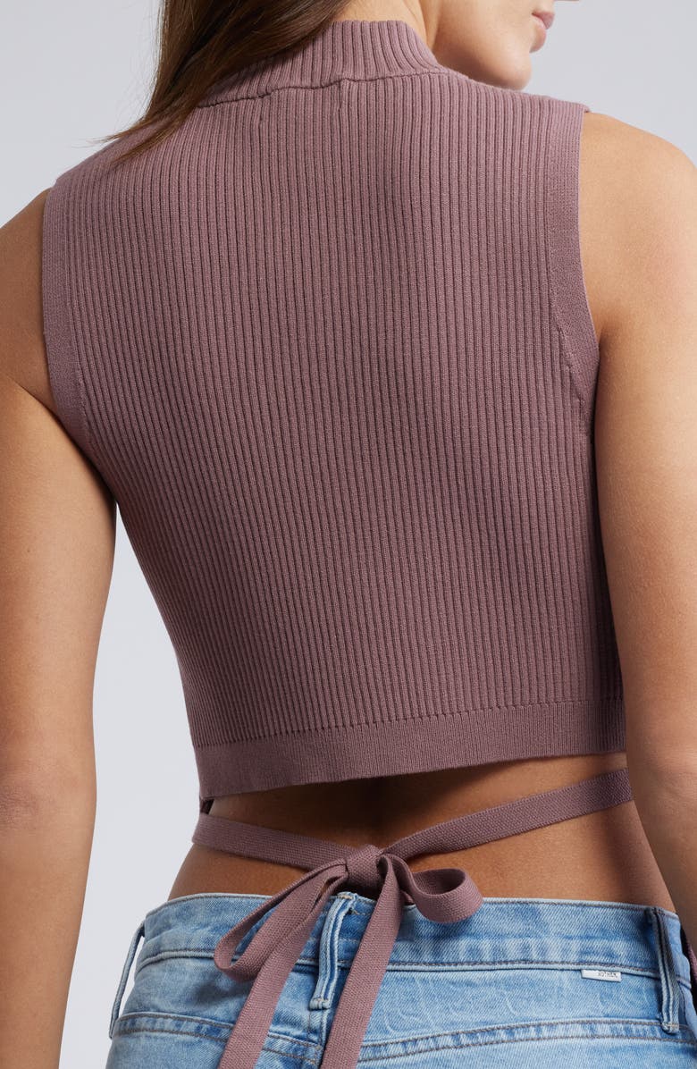 Open Edit Luxe Sculpt Tie Back Top, Alternate, color, Purple Taupe