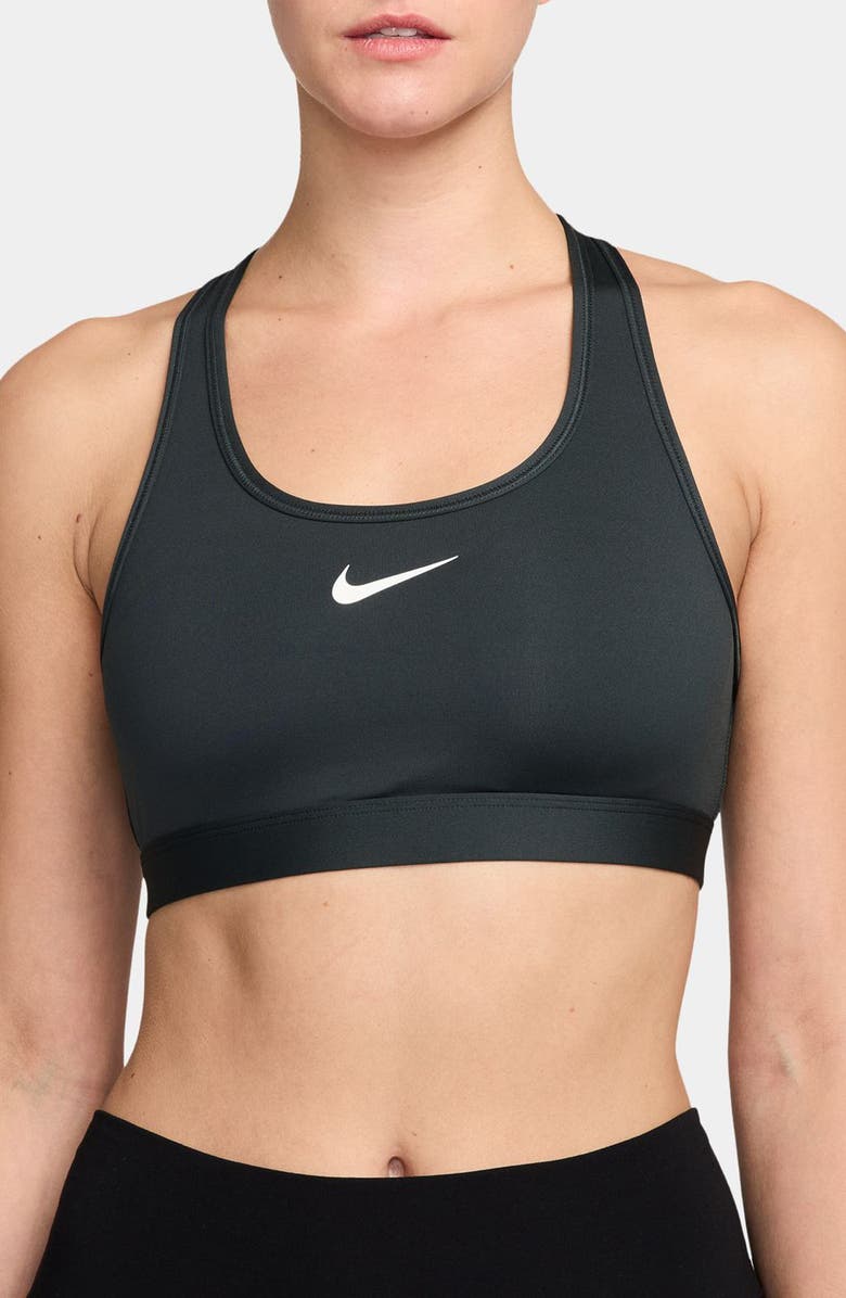 Nike Dri-FIT Swoosh Medium Support Padded Sports Bra, Main, color, Seaweed/ White