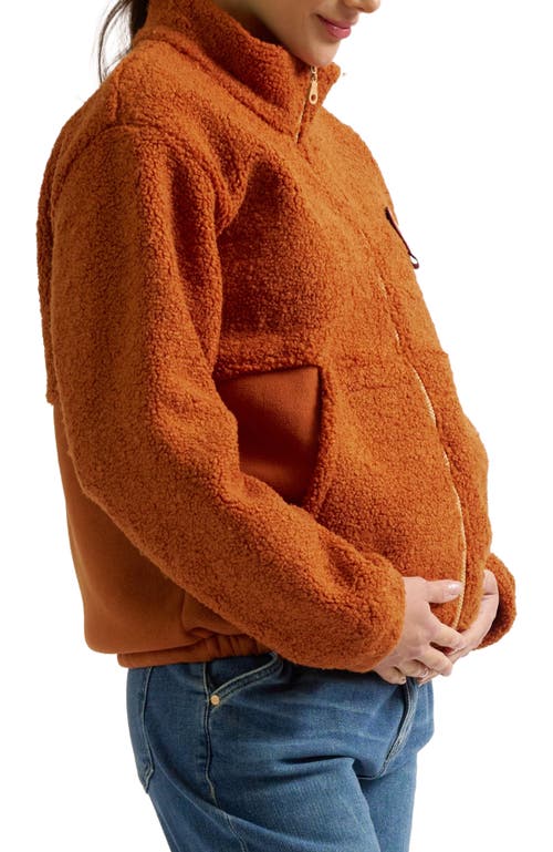 Zzdnu Cache Couer Sasha Maternity & Babywearing Fleece Jacket In Brown
