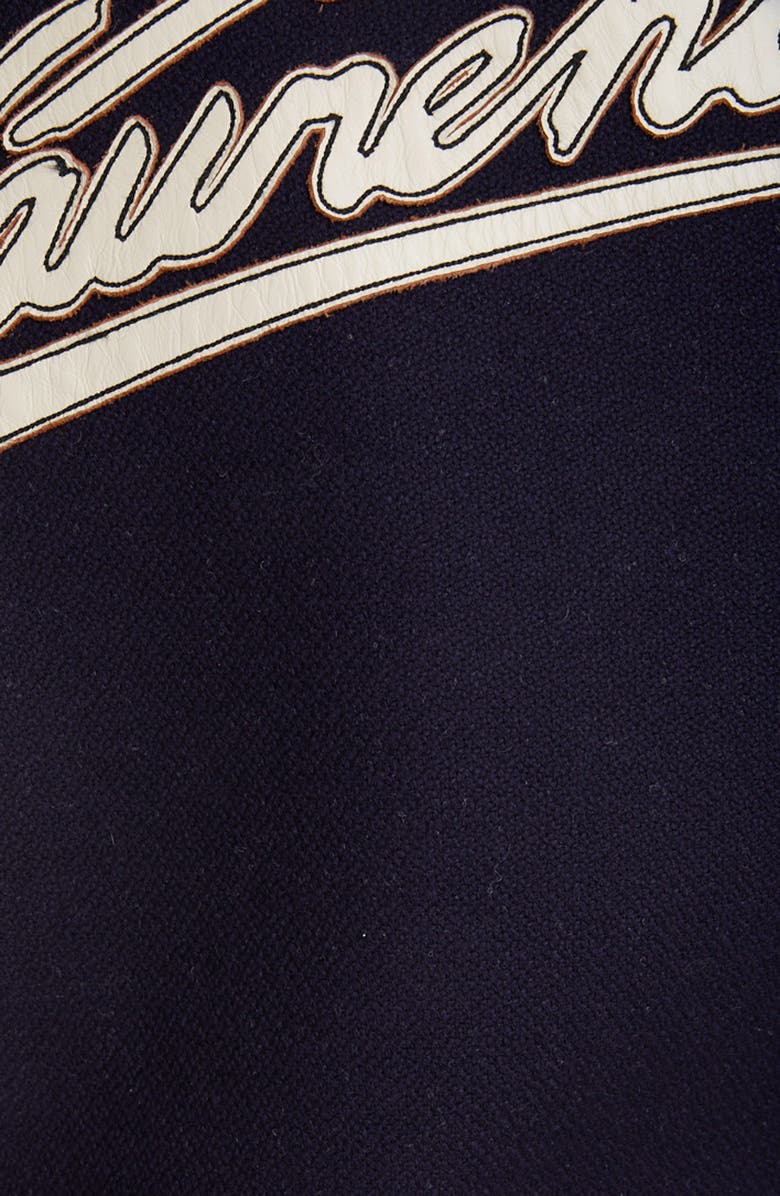 Saint Laurent Teddy Logo Patch Wool Blend Bomber Jacket, Alternate, color, 