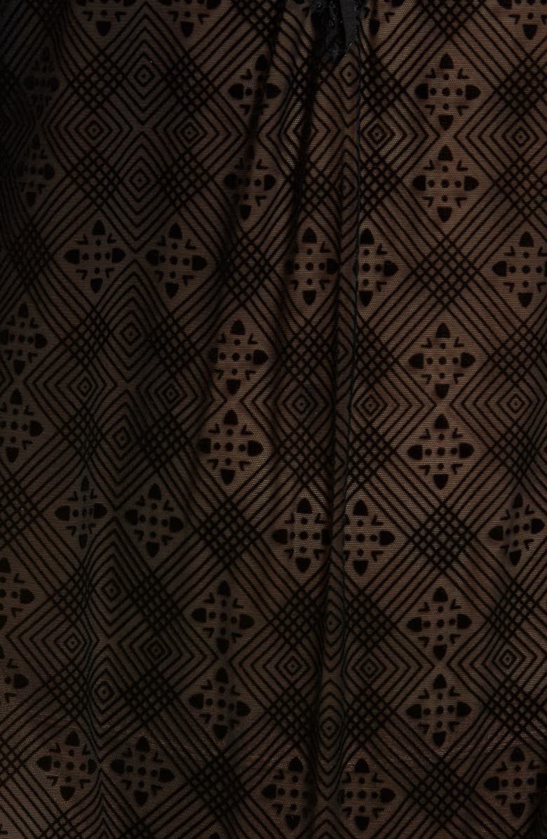 Coquette Long Sleeve Geo Lace Bodysuit, Alternate, color, Black