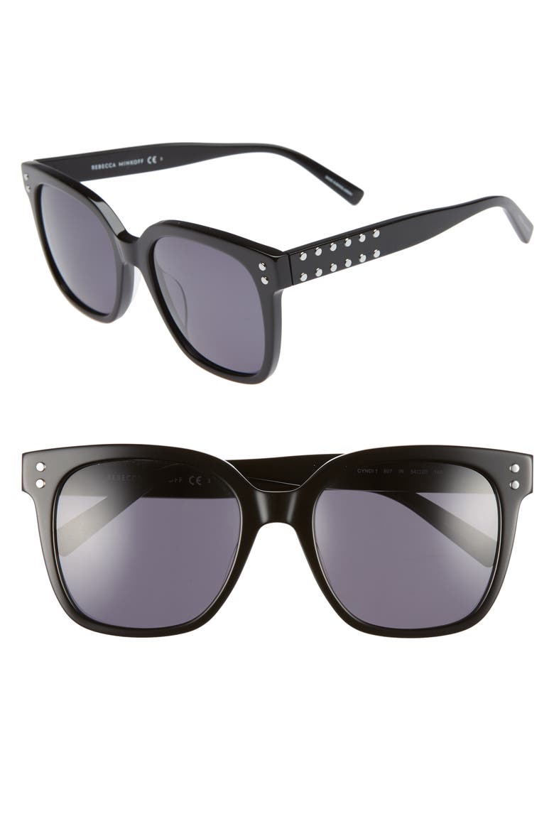 Cyndi 54mm Studded Sunglasses, Main, color, BLACK