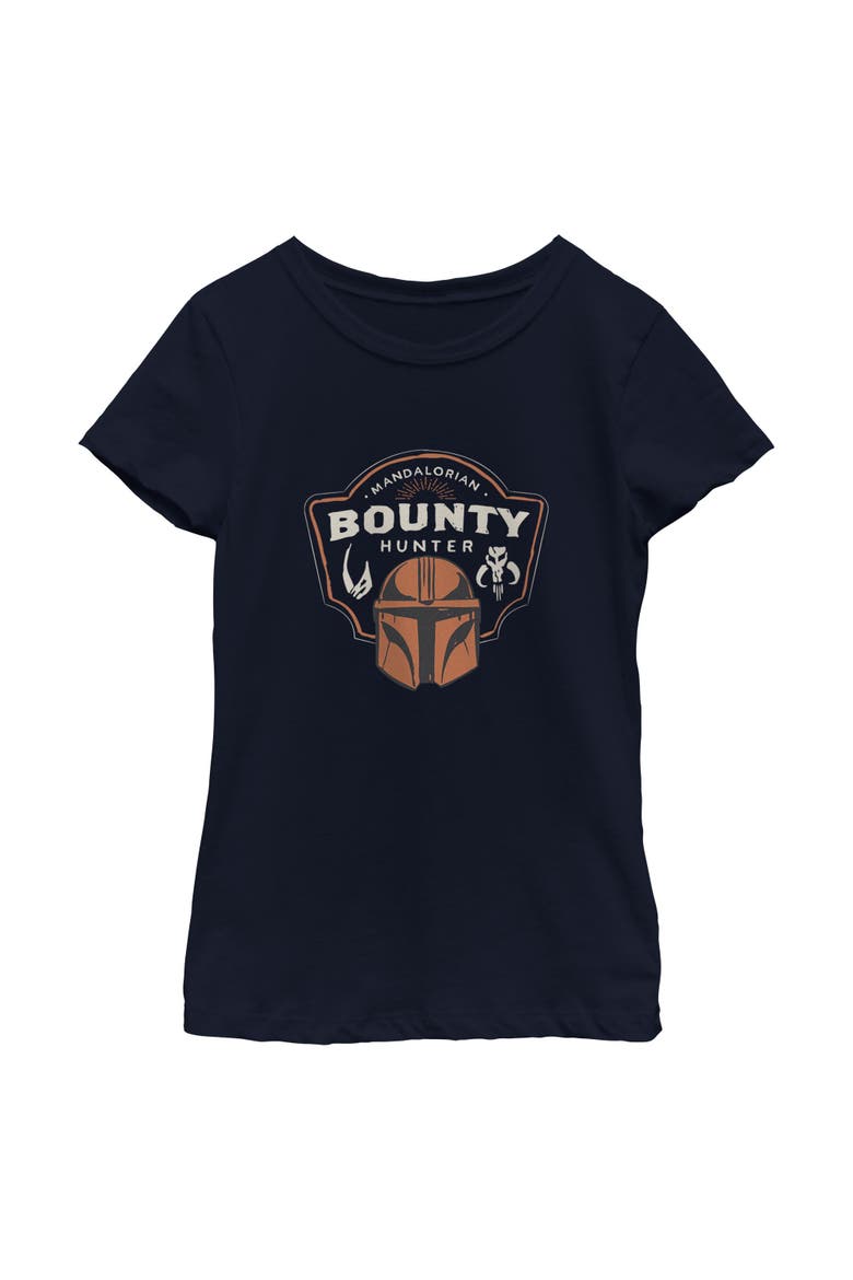 Girls Star Wars The Mandalorian and Grogu Bounty Hunter Logo T Shirt, Main, color, Navy Blue