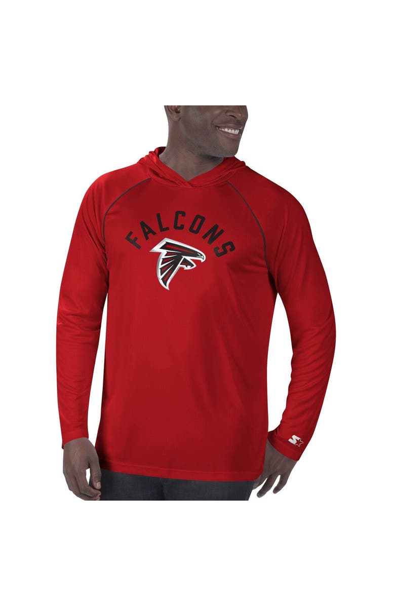 STARTER Men's Starter Red Atlanta Falcons Raglan Long Sleeve Hoodie T-Shirt, Main, color, Red
