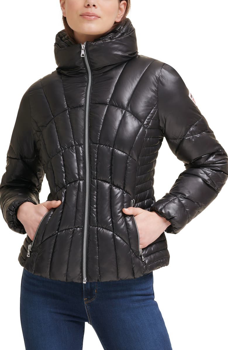 GUESS Quilted Puffer Jacket, Main, color,