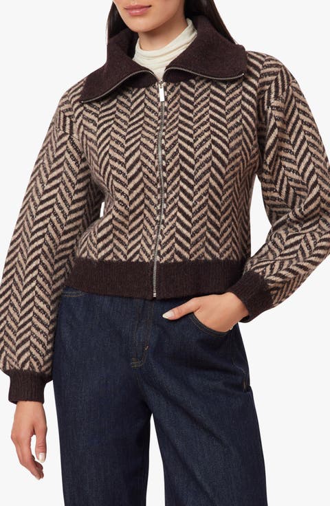 Herringbone Zip Front Cardigan