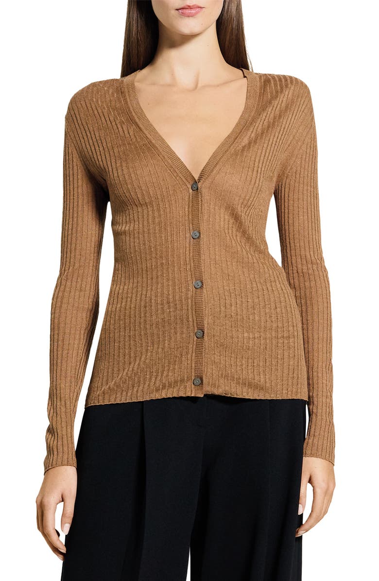 Theory Rib Cardigan, Main, color, Mid Khaki