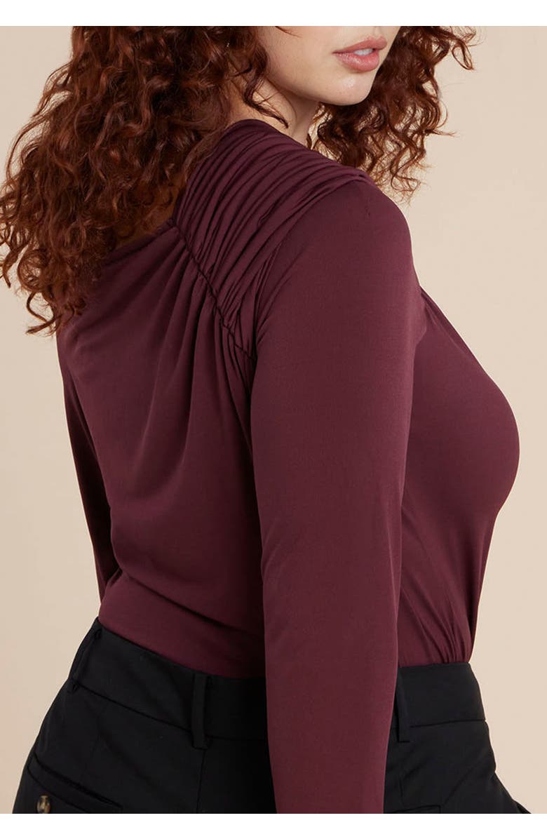 ELOQUII Shoulder-Twist Drape Top, Alternate, color, Fig