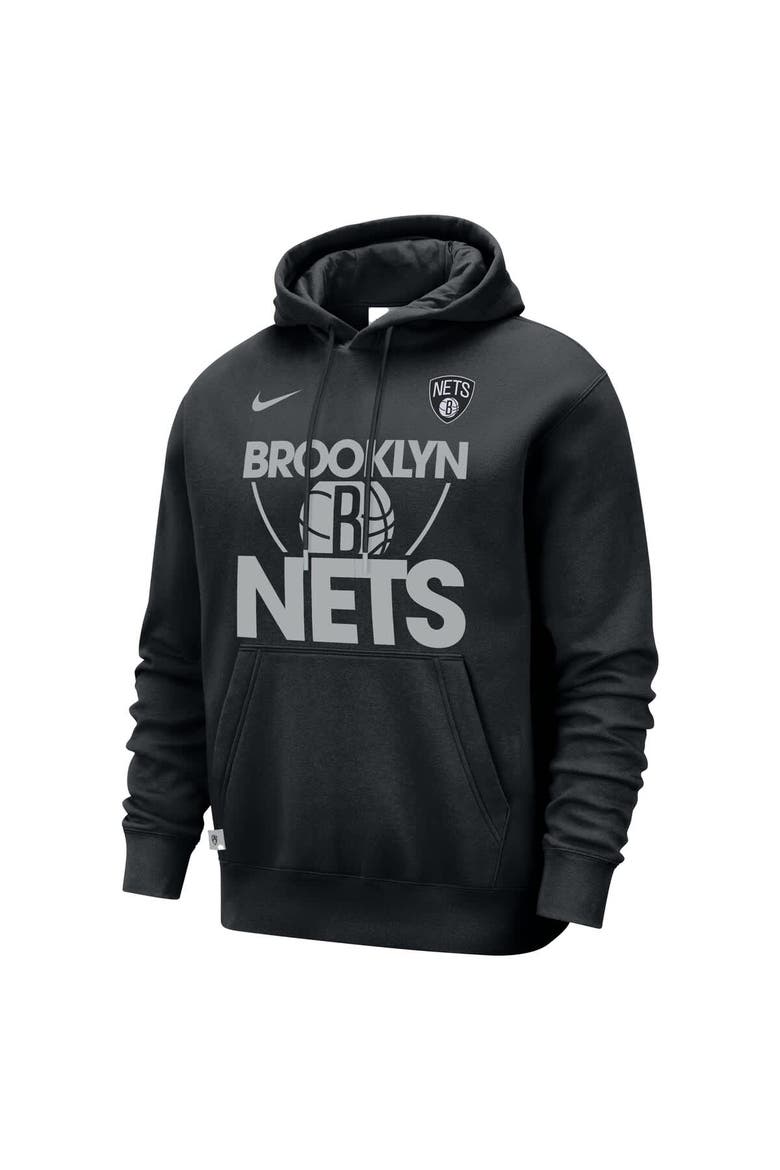 Men's Nike Black Brooklyn Nets Courtside Club Pullover Hoodie, Alternate, color, Black
