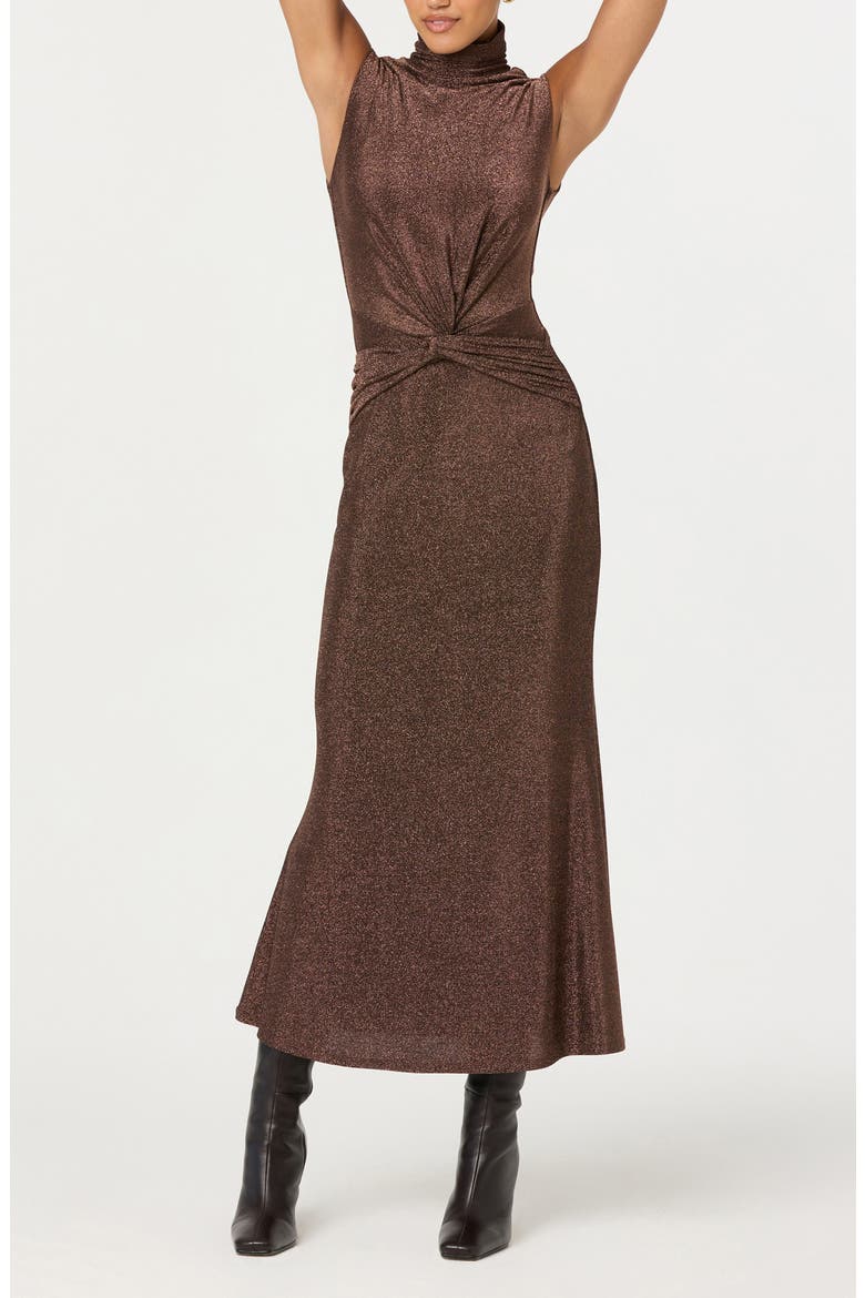 Riana Metallic Sleeveless Dress, Alternate, color, BROWN METALLIC