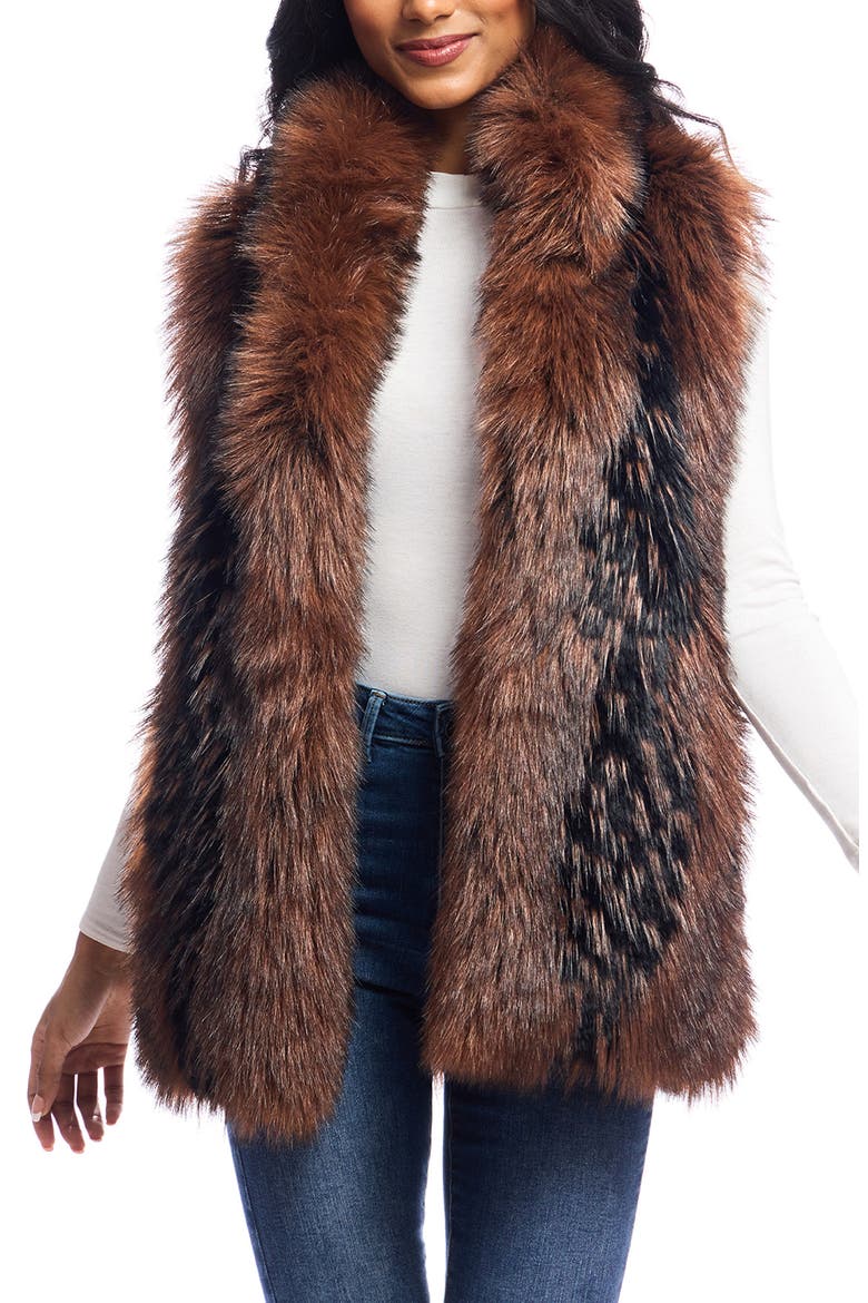 Limited Edition Faux Fur Vest, Main, color, CHOCOLATE FOX