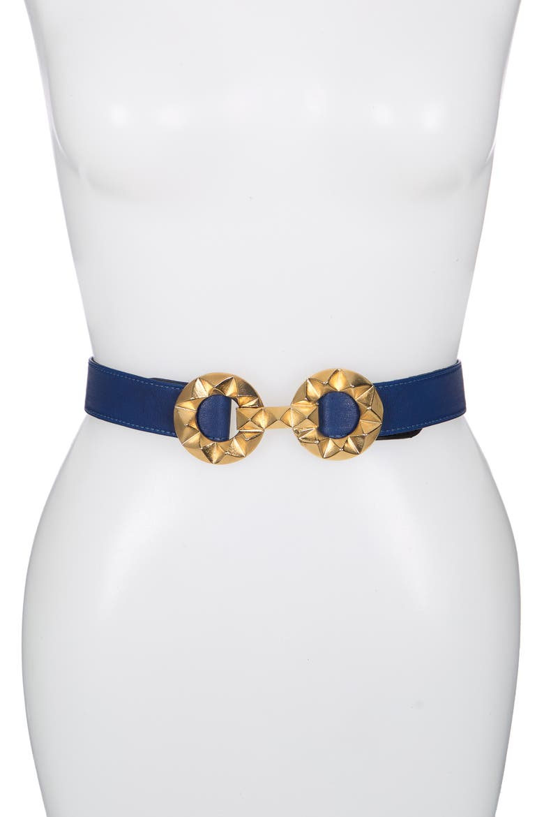 Jazz Leather Belt, Main, color, NAVY