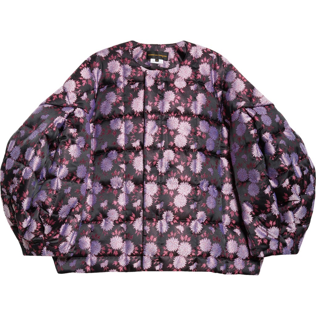 Shop Comme Des Garçons Quilted Floral Jacquard Top In Black/pink
