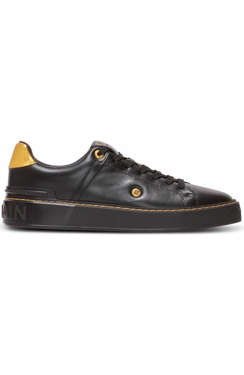 Balmain B-Court Trainers In Calfskin, Alternate, color, Black