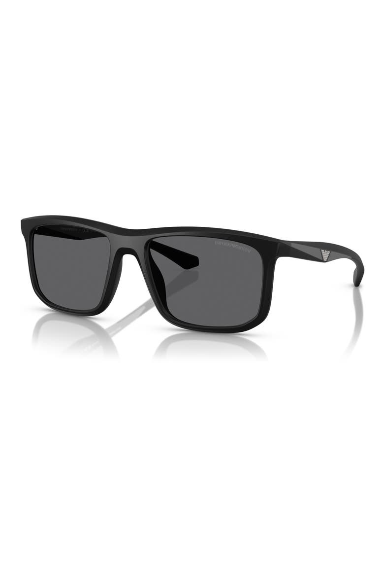 57mm Polarized Square Sunglasses, Alternate, color, MATTE BLACK / GREY POLAR