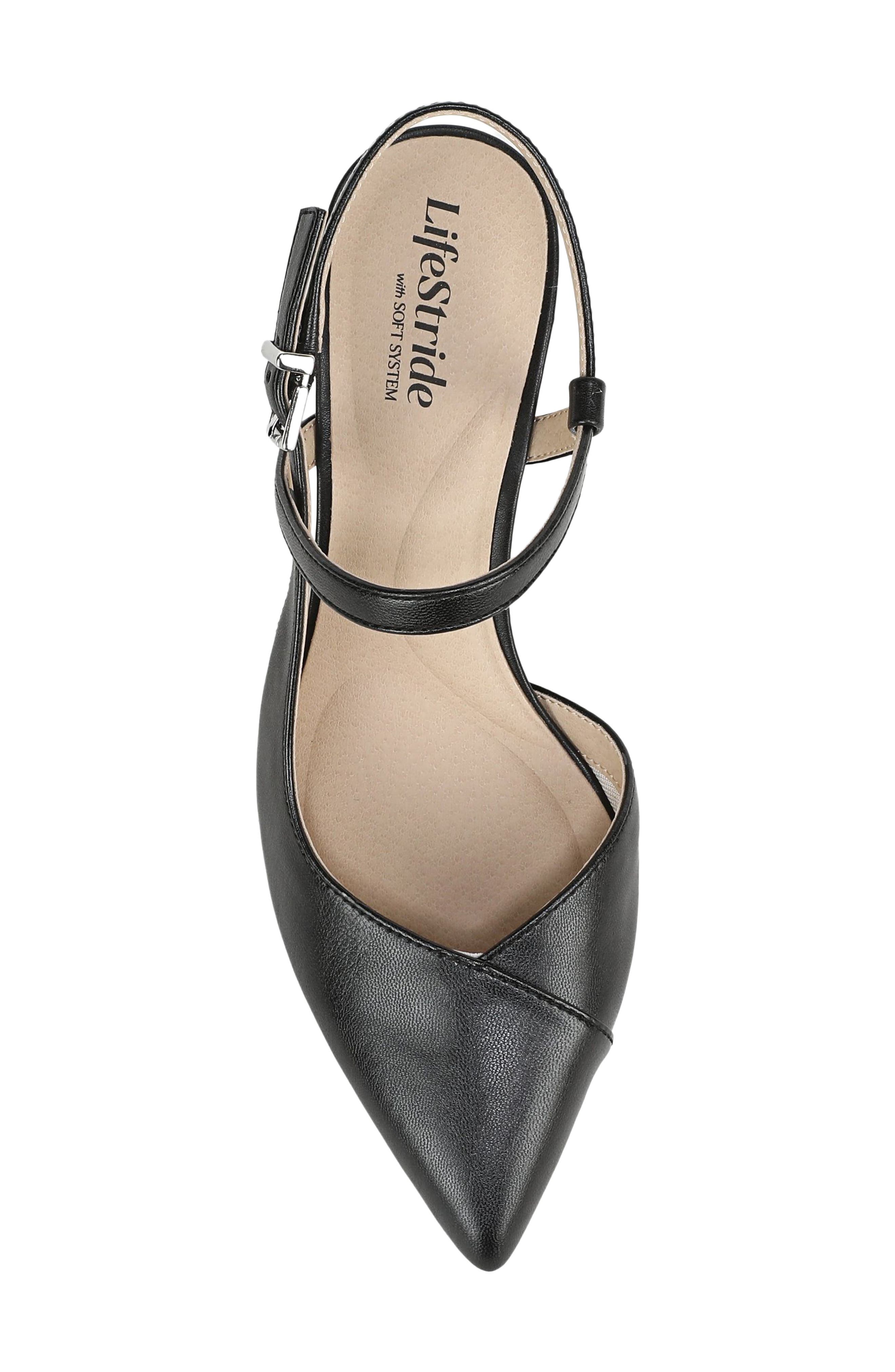 LifeStride Raelynn Slingback Half d'Orsay Pointed Toe Pump, Alternate, color, Black