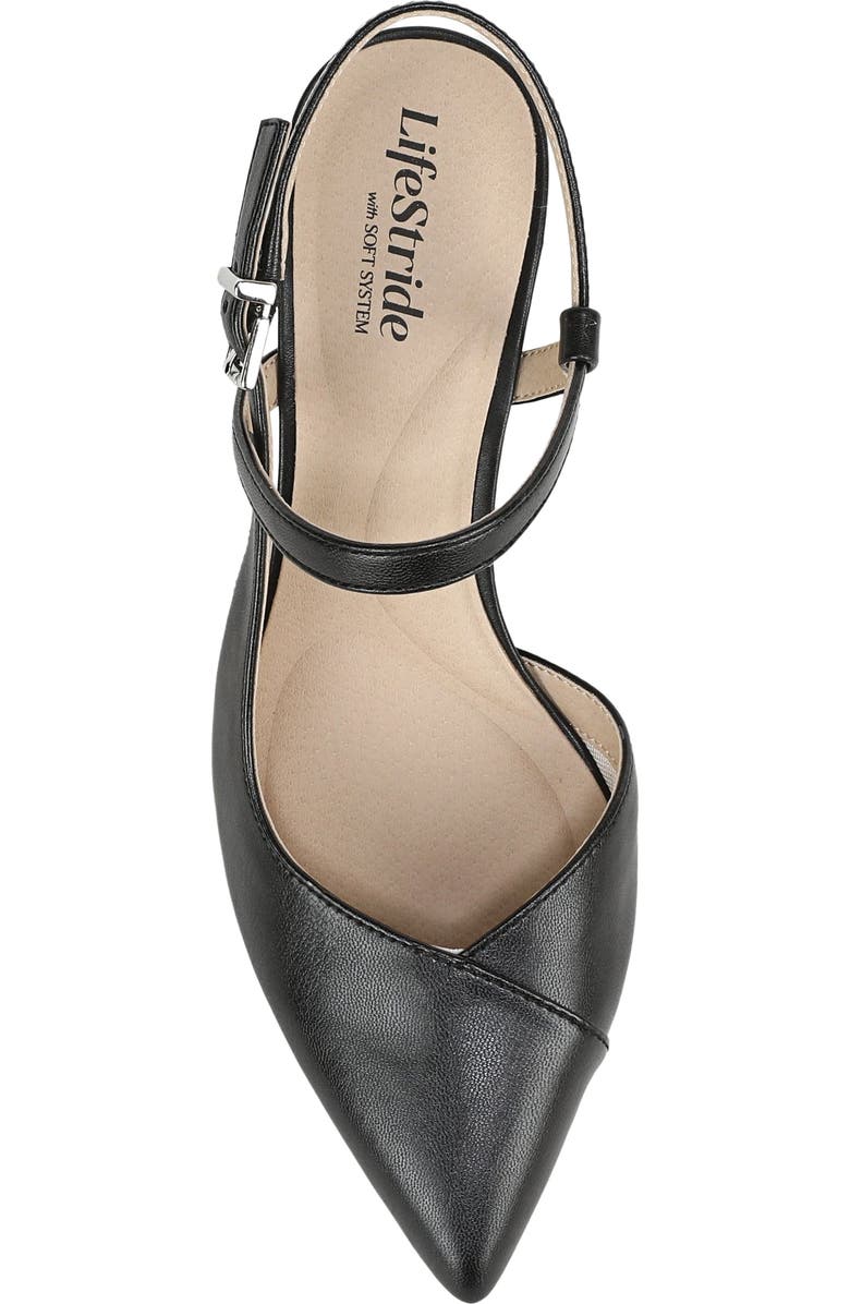 LifeStride Raelynn Slingback Half d'Orsay Pointed Toe Pump, Alternate, color, Black