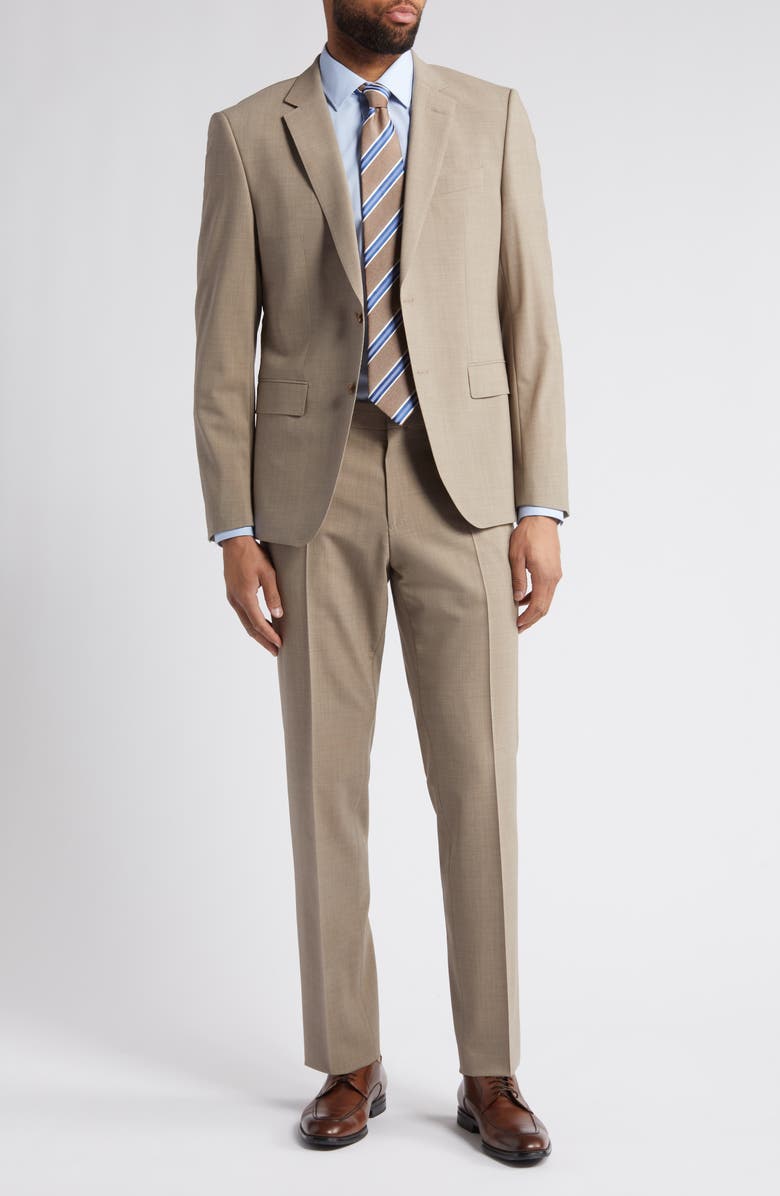 BOSS Huge Stretch Wool Suit, Main, color, Medium Beige