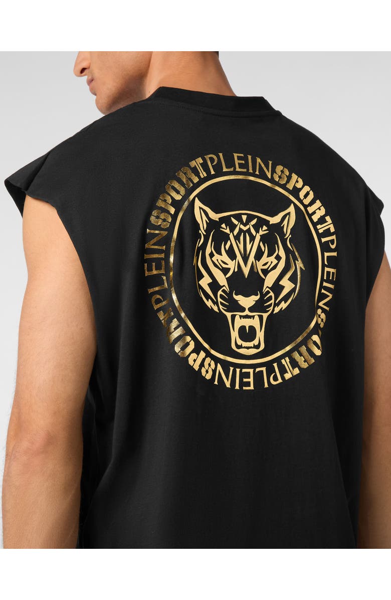 PLEIN SPORT Tanktop T-Shirt Label Men, Alternate, color, Black/Lightgold